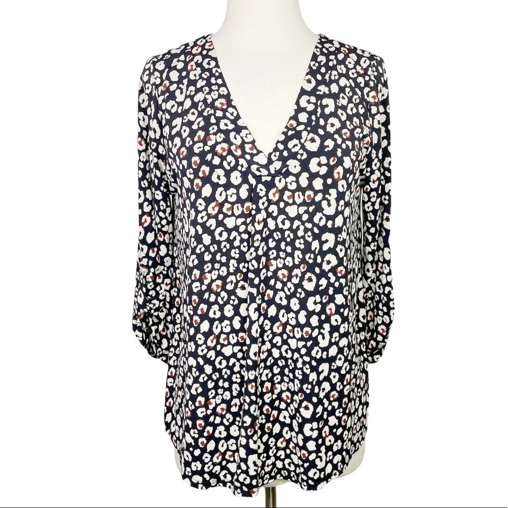 Stitch Fix Beacon Animal Print Roll Tab Sleeve Top